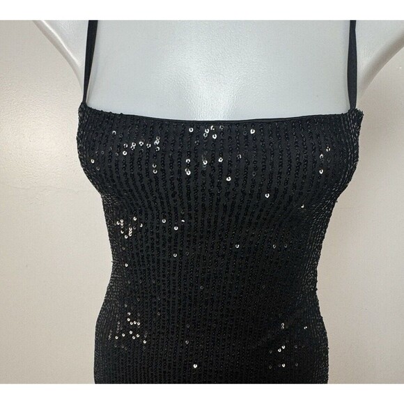 Nasty Gal Sexy Sequin Bandeau Lace Up Back Midi Semi-Formal Slit Dress Sz 4 NEW - Picture 4 of 9